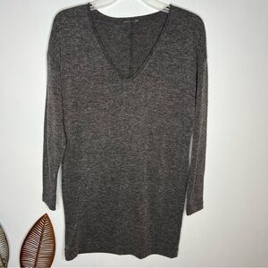 Zara Dark Gray Black V- Neck Tunic Dress